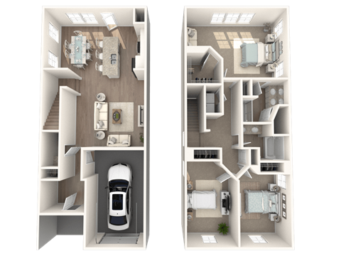 a floor plan of a two story house with a garage and a car garage